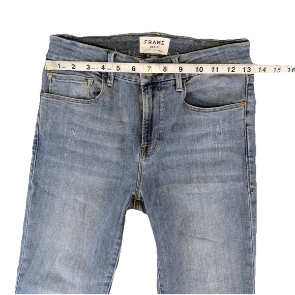 FRAME Denim Size 26 Le Crop Mini Boot Fox Blue Jeans Mid Rise Frayed Hi Lo Hem - Picture 5 of 16